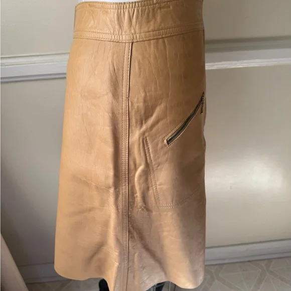 Vintage 70’s suede/leather Reversible A-line Midi Skirt. Snap button front. M - Picture 8 of 13